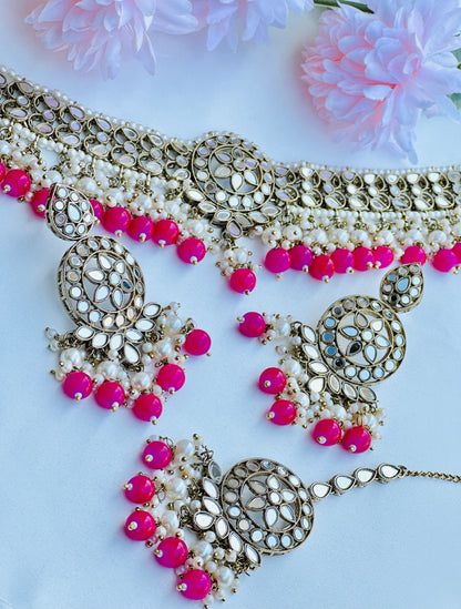 Shanara Round Shape Designed Mirror Necklace | Simzdesignzz |