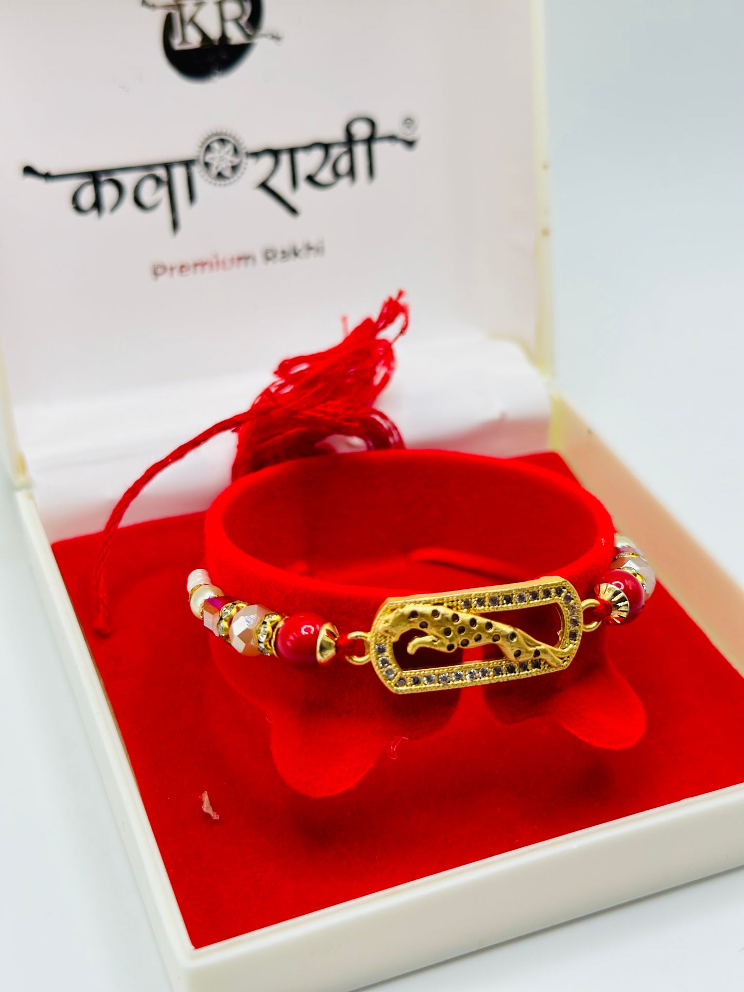 Premium CZ rakhi With Box Packaging