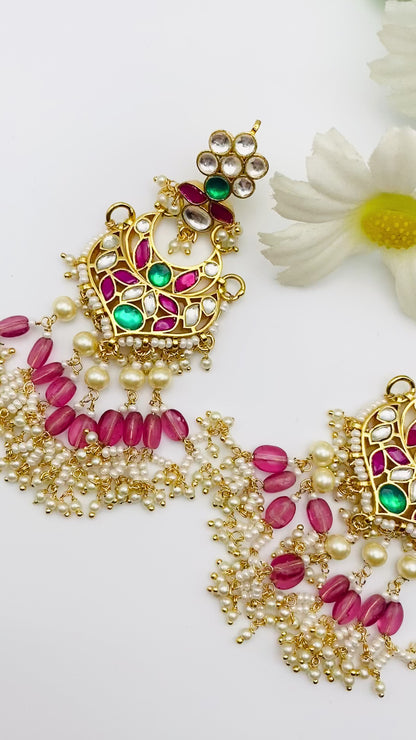 Stunning Pachi Kundan Earrings Embroidered With Colourful Stone Beads | Simzdesignzz |