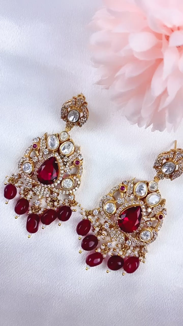 92.5 | Moissanite Real emerald Beads Earrings |Simzdesignz | Victorian Finish |