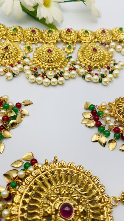 1GM Gold | Bridal | Semi-Bridal Gold-Plated Necklace Set (Square Shape| Oval Shape ) | Simzdesignz |