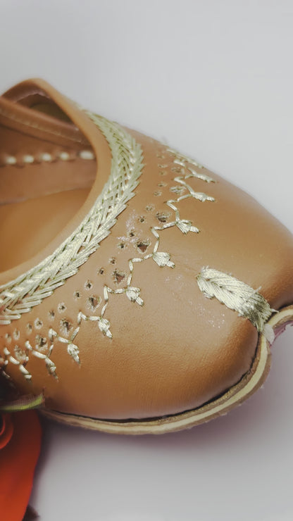 Brown Genuine Leather Punjabi Jutti | Handmade | Simzdesignzz |