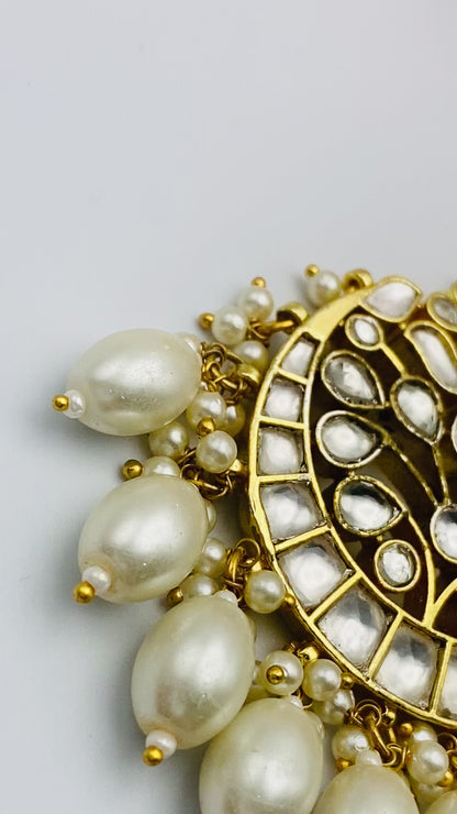 Golden Pachi-Kundan With White Pearls |TIKKA| SIMZDESIGNZ |