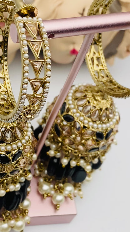 Black Oversized Hoop Jhumki Earrings | Simzdesignzz |