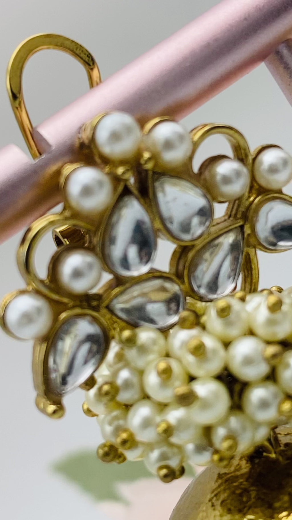 Antique Polki Jhumki Earrings | Pakistani jewellery | Punjabi jewellery | Simzdesignzz |