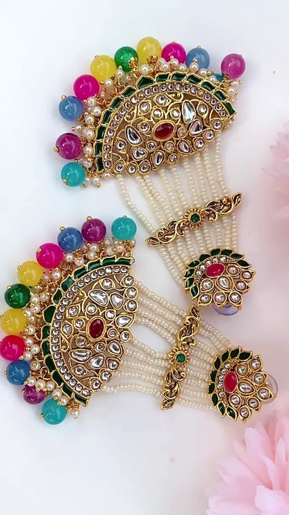 Lightweight Pakistani  Rivaz Kundan Earrings | Simzdesignz |