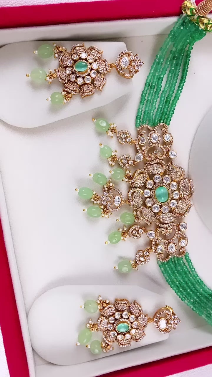 Victorian Gold Finish Kundan Necklace Set |High Quality|Simzdesignz|