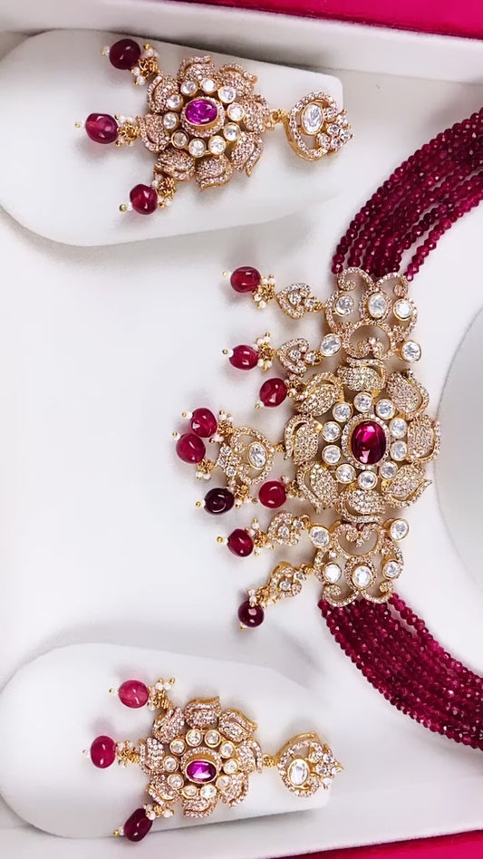 Victorian Gold Finish Kundan Necklace Set |High Quality|Simzdesignz|
