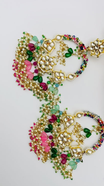 Versatile  Oversized  Pachi-Kundan Earrings | Simzdesignzz |