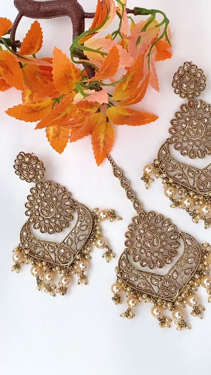 Light-weight Chandbali Earrings  With Tikka | Simzdesignz |