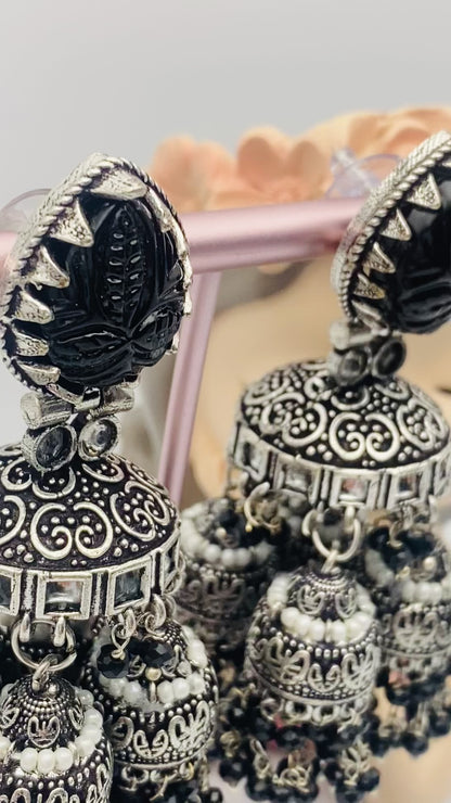 Oxidized Long Jhumka Earrings | Simzdesignzz |