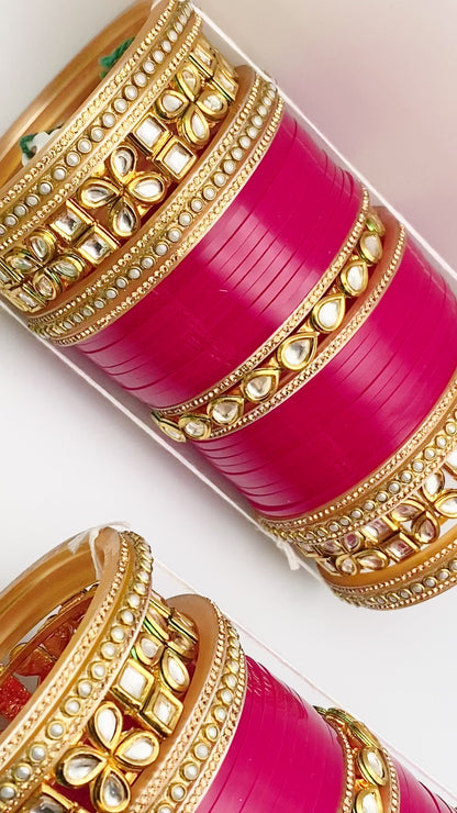 Punjabi Pink Bridal Choooda | Pearl Chooda | Simzdesignzz |