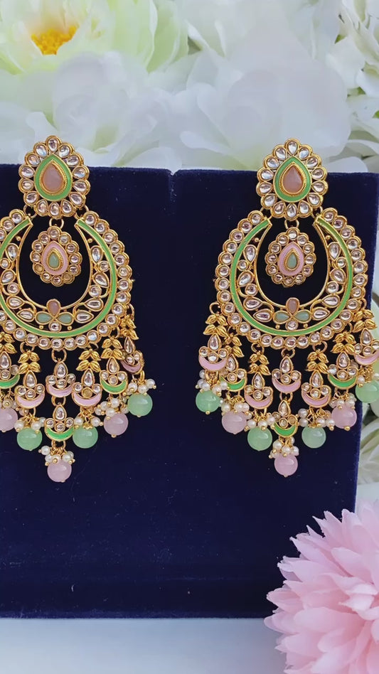 Naya Pakistani Kundan Polki Earrings | Lightweight | Simzdesignz |