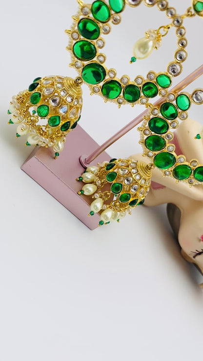 Stunning Bottle-Green Pachi Kundan Earrings | Simzdesignzz |