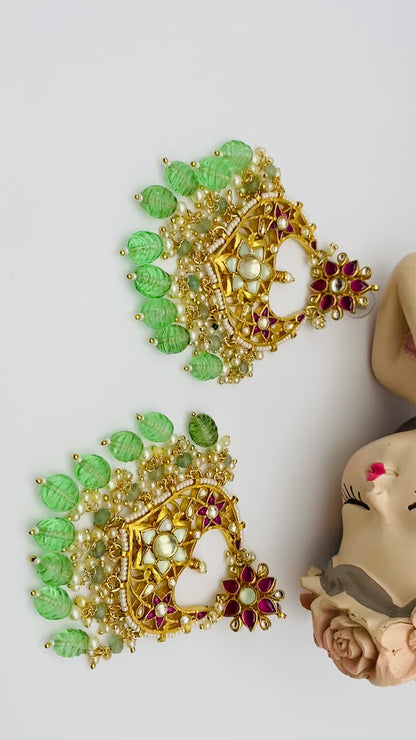 Mint-Ruby Pachi-Kundan Earrings | Simzdesignz |