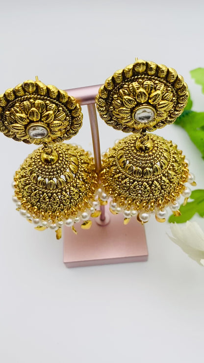 Lightweight Handcrafted Jhumki Earrings | 1Gm Gold | Simzdesignzz |