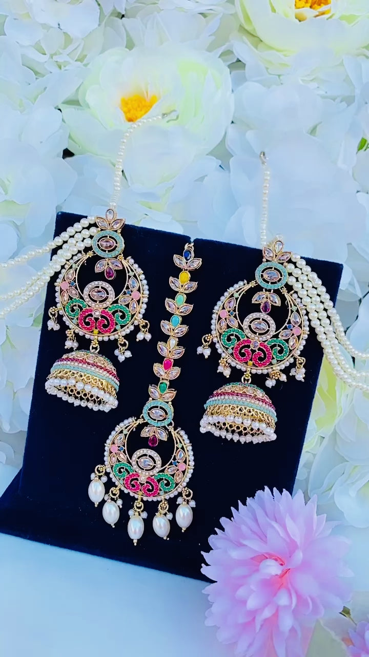 Unique Nauratan Earrings with Sahara And Tikka | Handmade | Simzdesignz