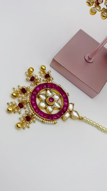 High-Quality Pachi-Kundan Jhumki Earrings with Tikka | Simzdesignzz |