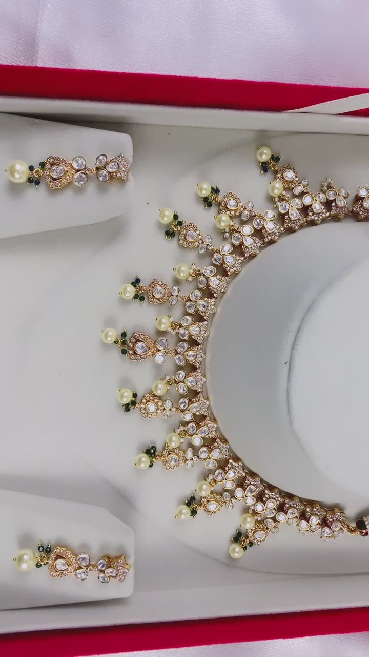 Light Weight Victorian Gold Finish Kundan Necklace Set |High Quality|Simzdesignz|